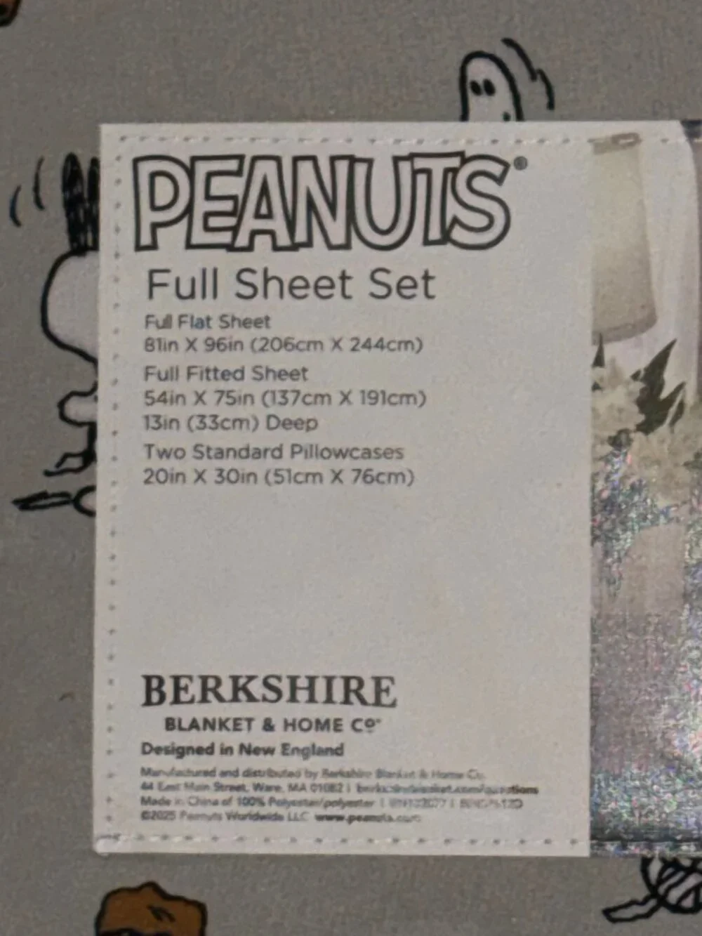 Peanuts Snoopy Halloween Gray Full Size Sheet Sets - Spike Pumpkin & Cactus